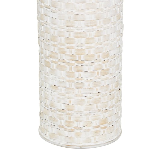 White Bamboo Tall Woven Floor Vase 9" x 9" x 30"